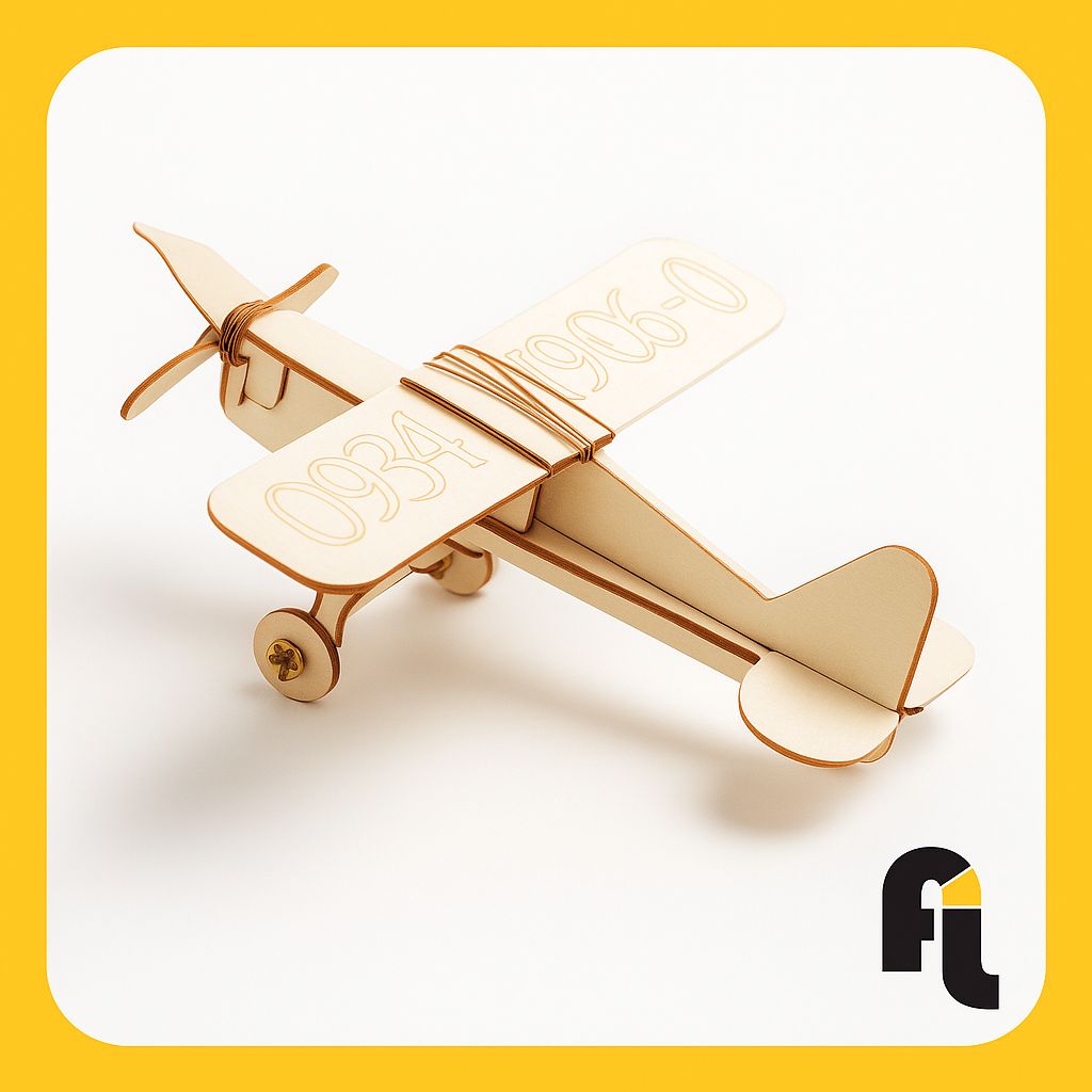 Laser-Cut Wooden Aeroplane